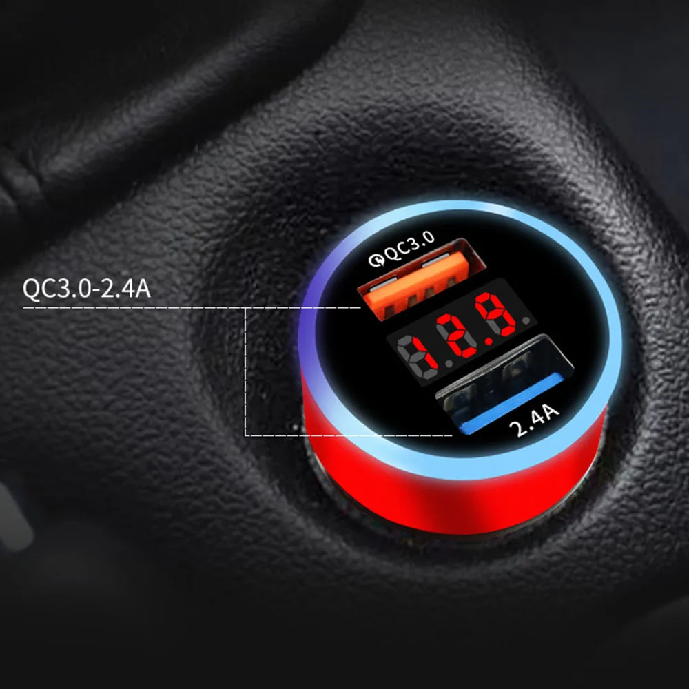 1 шт., DC12V-24V, USB, два порта, цифровой дисплей, автомобильное зарядное устройство, запчасти для прикуривателя