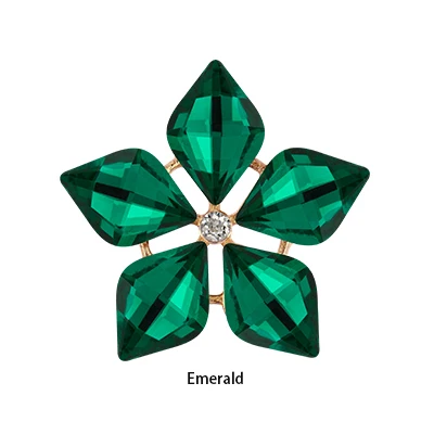 Emerald В форме лимона цветок кнопка кристалл с металлической основой Стразы Элегантный точечный Кристалл Стекло для шитья одежды ткань одежды - Цвет: Emerald