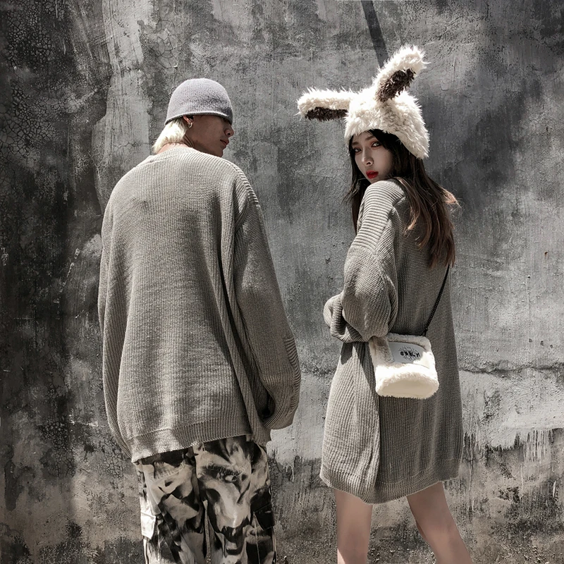 Round Neck Sweater Oversize Mens Harajuku Hip Hop Baggy Clothing Pullover Streetwear Loose Casual Sweaters