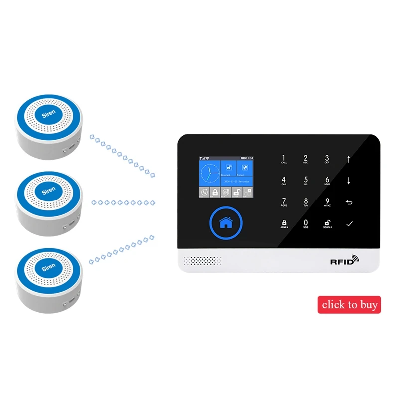 433MHz Wireless DIY Standalone Alarm Siren for PG103 PG168 Home Security System EU Plug