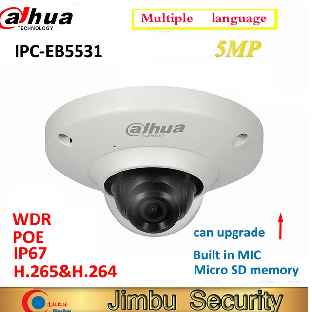 $US $124.00  Dahua 5MP IP camera IPC-EB5531 Panoramic Network Fisheye IP Camera H.265 1.4mm lens Built-in Mic Mi