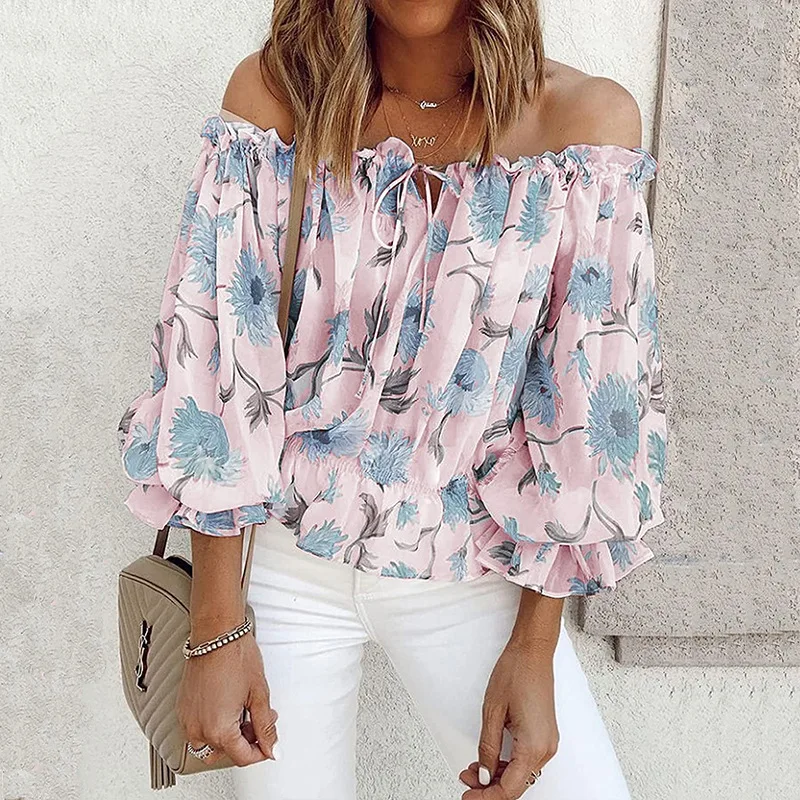 Shirt Female Flower Printed Tops 
