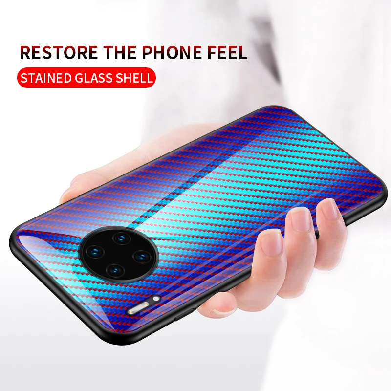 Для huawei mate 30 Pro Чехол из закаленного стекла градиентная задняя крышка мягкая