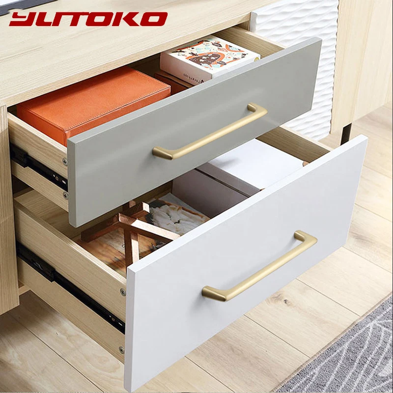 YUTOKO Cabinet handle Pearl Gray Brass Gold Cabinet Door Handles Zinc Alloy Drawer Knobs Pulls Kitchen Furniture Handle Hardware