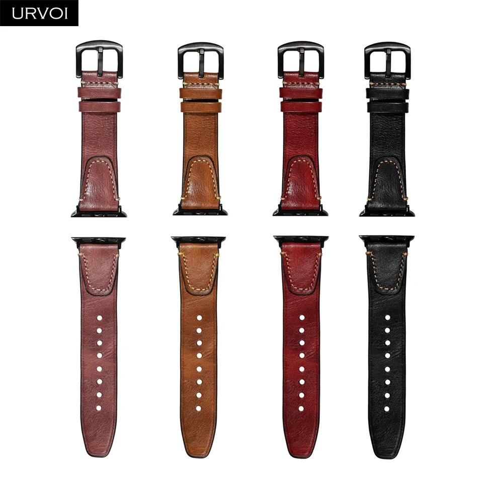 Ремешок URVOI для Apple Watch series 5 4 3 2 1 ретро кожаный ремешок для iwatch 38 40 42 44 мм винтажный дизайн U Стиль мягкий и удобный