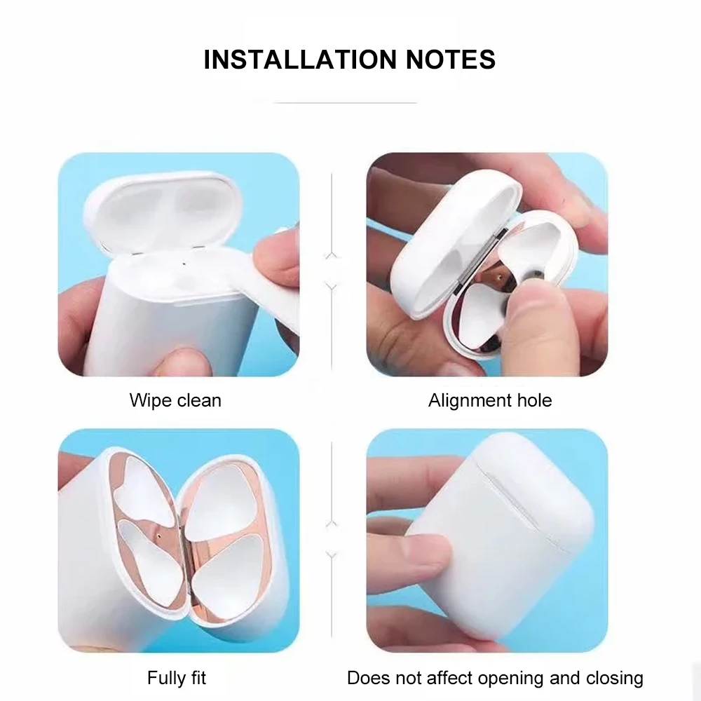Пылезащитная металлическая Пылезащитная наклейка для Apple Airpods 2 1 Air pods Airpod наклейка s Аксессуары