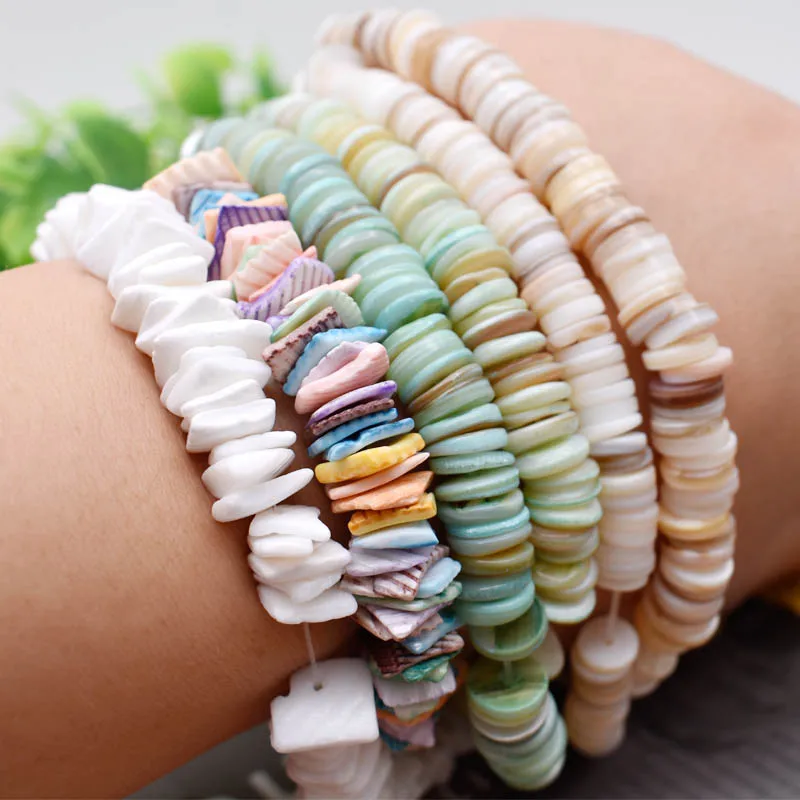

Many Colors Freshwater Shell Beads Disc Natural Materia DIY Jewelry Findings Beads Shell Chip Loose Beads For Jewerly Making