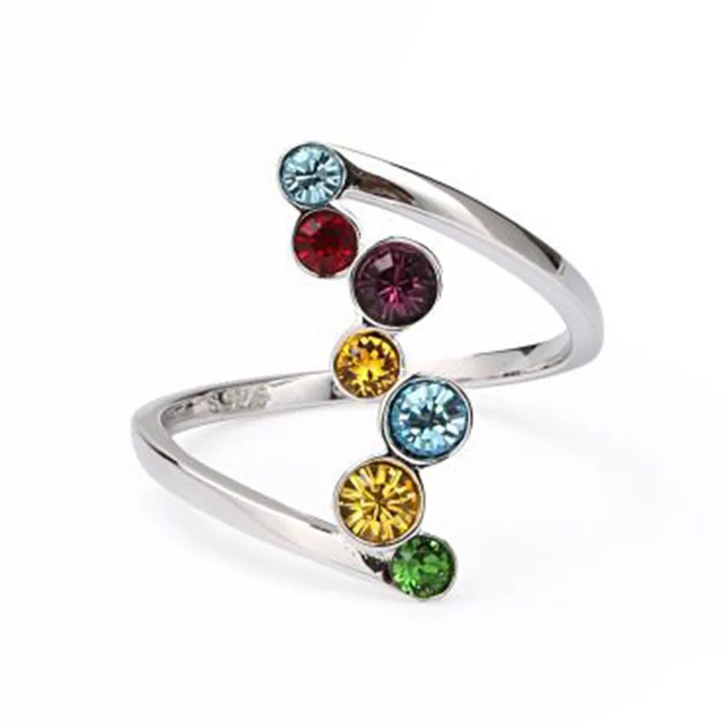Elegant Romantic Women Ring Band Twist Design Luxury Noble sliver Color With Colored Zircon Women Ring