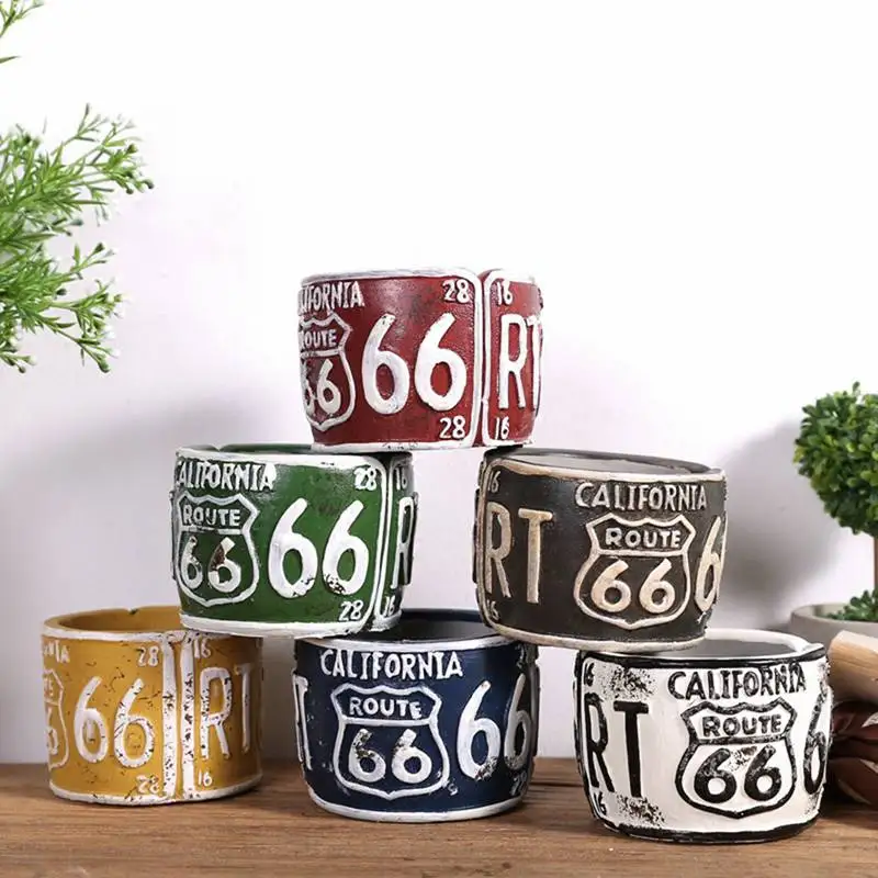 Hot European retro industrial style round RT66 cement ashtray American living room bar cafe creative retro personality decoratio