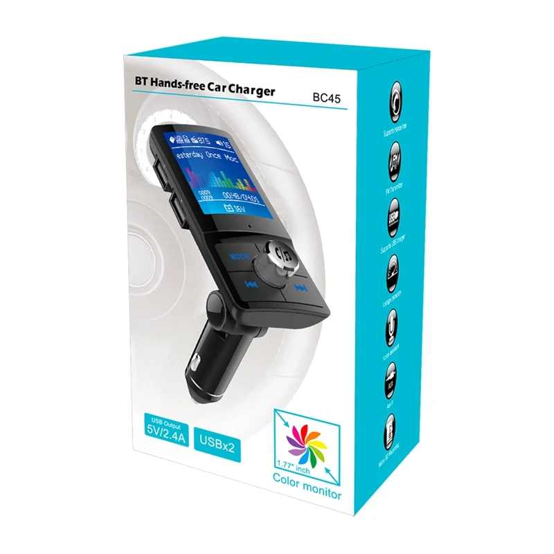 AAAE Top-Bc45 ЖК-дисплей беспроводной Bluetooth Fm модулятор передатчик аудио Mp3 плеер Handsfree автомобильный комплект авто Mp3 плеер