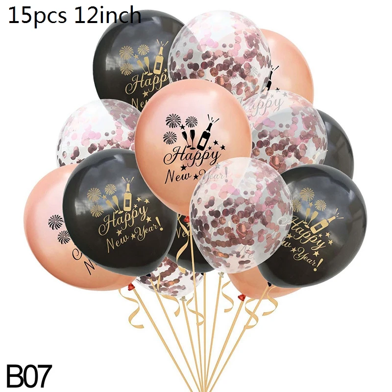 B07-15pcs balloon Счастливый год круглый шар звезда бутылки вина фольга, латекс воздушный шар баллон гелия год вечерние украшения год - Цвет: B07-15pcs balloon