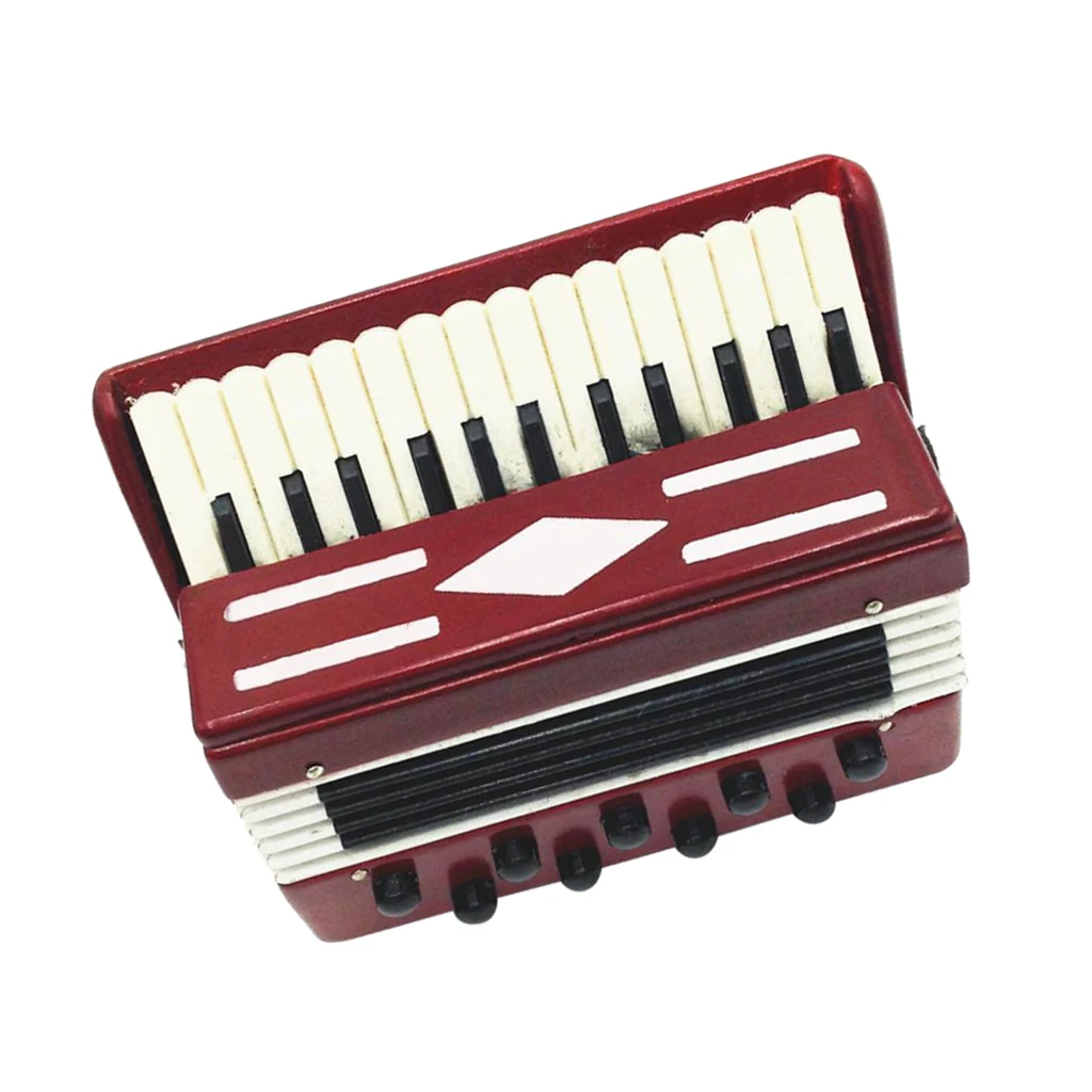DOLLHOUSE MINIATURE Wooden Accordion Musical Instrument Accessory 1/12 Scale