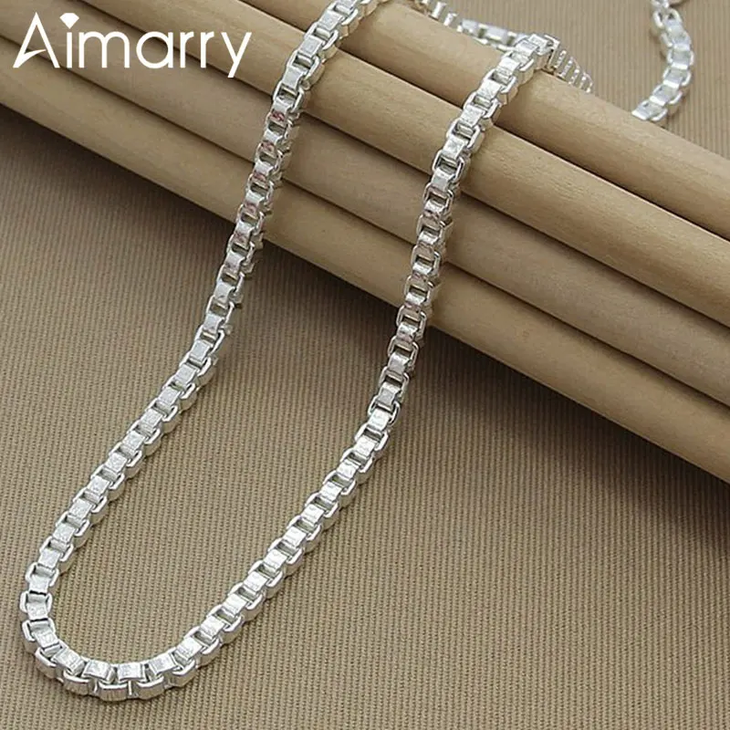 

Aimarry 925 Sterling Silver 4MM Lattice Chain Necklace For Women Men Party Engagement Wedding Gifts Fashion Jewelry