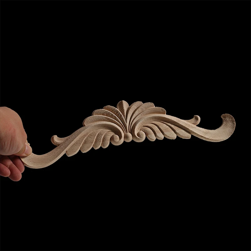 Wooden Ornament Crafts Corner Flower Exquisite Carving Natural Wood Appliques Furniture Mouldings Vintage Unpainted Decoration