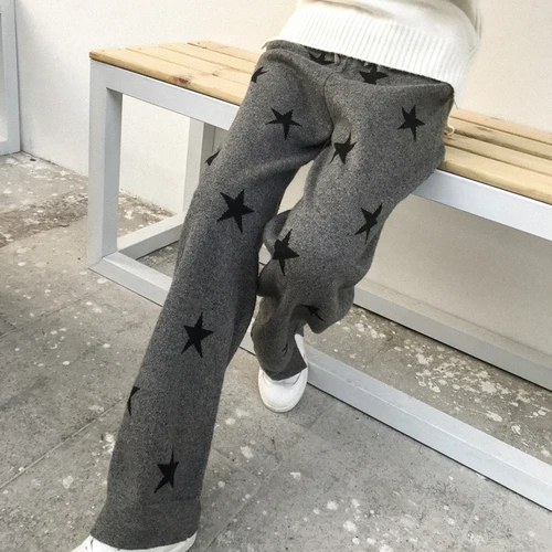 Г. Весна, ограниченная по времени Pantalon Mujer Vadim женские кашемировые брюки пятиконечная звезда индивидуальность повседневное вязаное свободное широкие ноги - Цвет: Gray