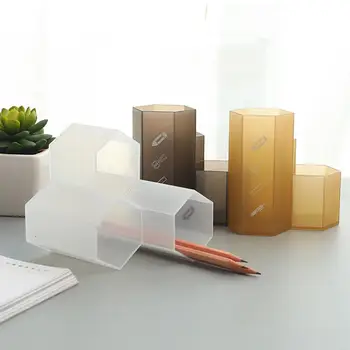 

Desktop Hexagonal Pen Brush Holder Makeup Lipstick Pencil Storage Box Organizer