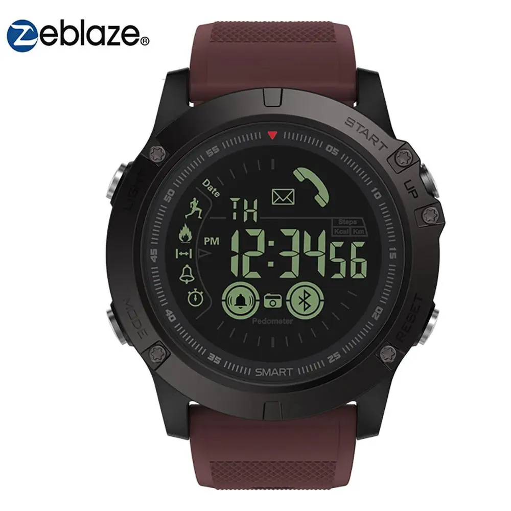 red Модные Zeblaze VIBE 3 флагманские прочные Смарт-часы 33 месяца в режиме ожидания 24 ч для мониторинга всех погодных условий Смарт-часы для IOS Android - Цвет: red
