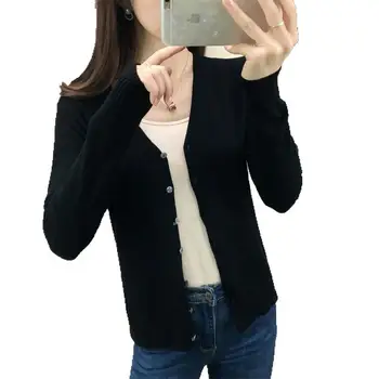 

2020 Long V-neck Cashmere Sweater Female Korean Knit Sweater Slim Bottoming Sweater Tide One Generation