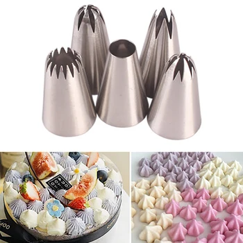 

5pcs / Set Large Russian Icing Piping Pastry Nozzle Tips Baking Tools Cakes Decoration Set Stainless Steel Nozzles Cupcake