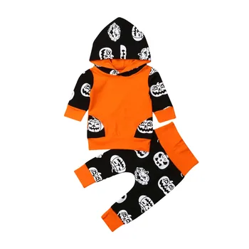 

0-24M Halloween Newborn Infant baby Clothes Set Kids Toddler Baby Boy Hooded Tops Long Pants Outfit Clothes 0-24M