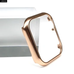 Shiny Metal Frame Aluminum Alloy Bumper Case for Apple Watch - URVOI Enhanced Cover for 45mm & 49mm (Rose gold)