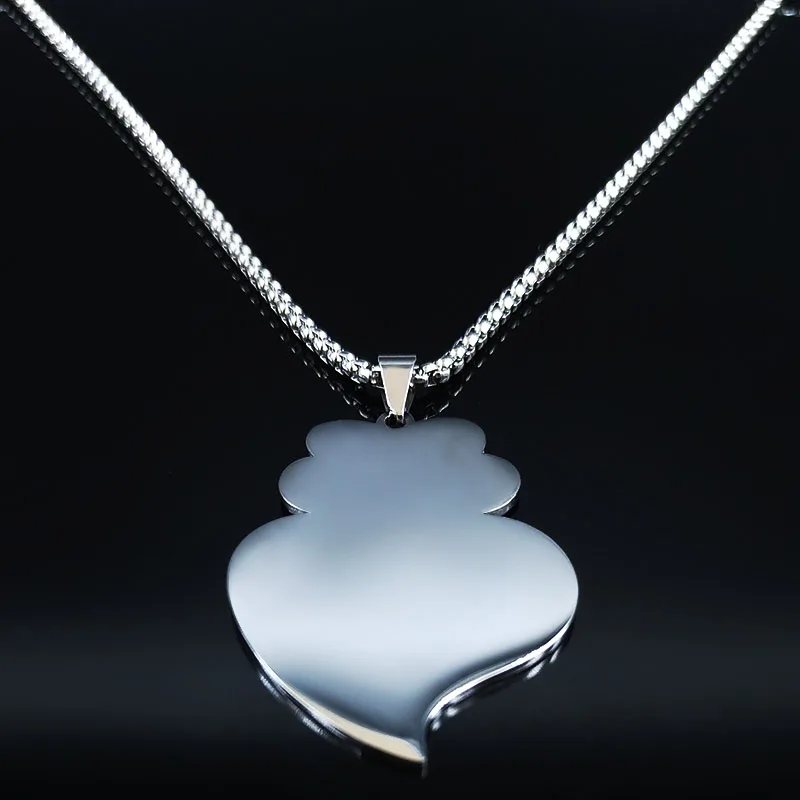 Portugal Folk Viana Heart Flower Pendant Necklace for Women Men Stainless Steel Silver Color Chain Jewelry coração de viana