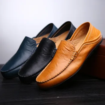 

Fashion Leather Men Shoes Casual Flat Men Shoes Breathable Loafers Men Shoes Genuine Leather Comfortable Slip Moccasins F67