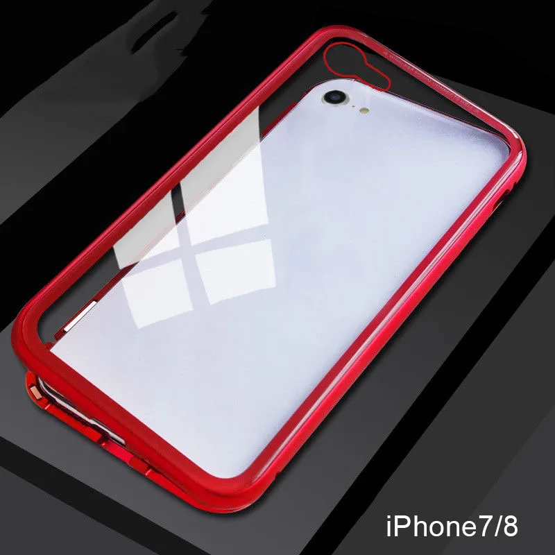 Color 5 Чехол для телефона Apple iPhone X/8 Plus/8/7 Plus/7 Магнитная адсорбционная Металлическая задняя крышка из закаленного стекла PUO88 - Цвет: Color 5