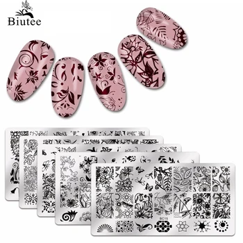 

1pcs New Flower Leaves Forest Image Plates Nail Stamping Plates Stainless Steel Nail Art Stamp Template Manicure Nail Tools