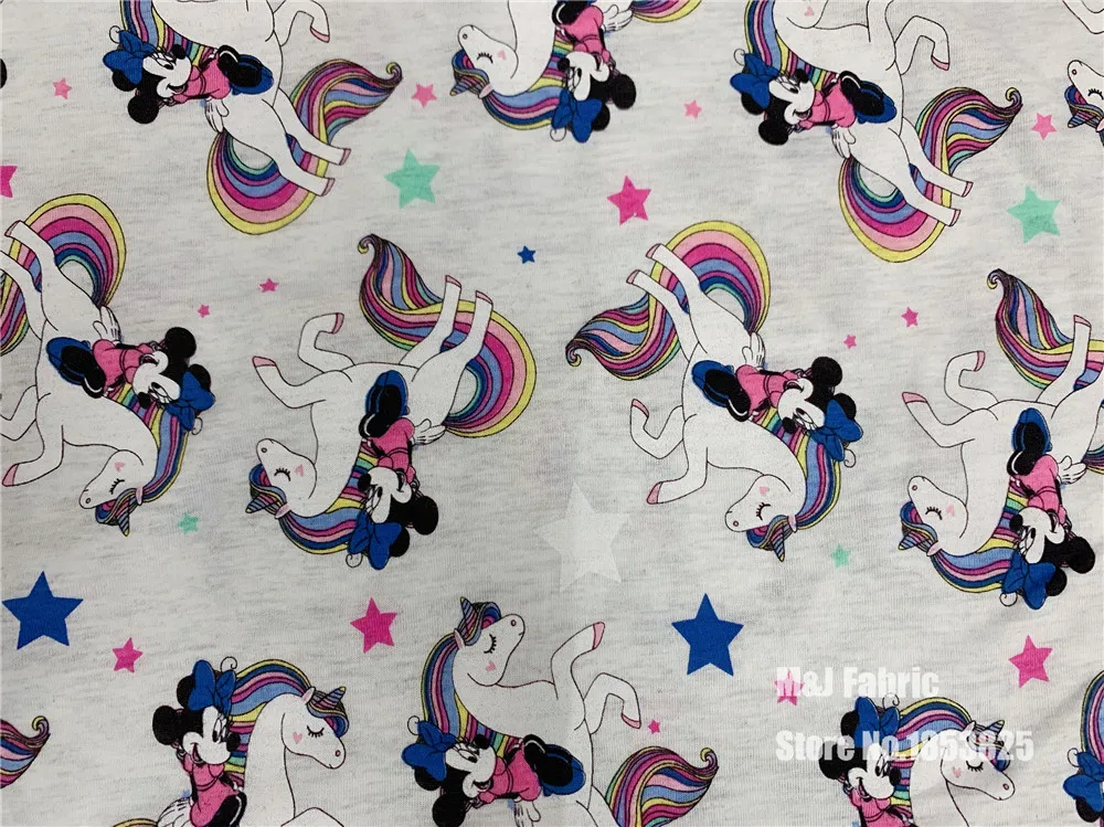 50x180 см Единорог Минни трикотажная хлопчатобумажная ткань для шитья своими руками Лоскутная рубашка для маленьких девочек и мальчиков постельные принадлежности детская одежда