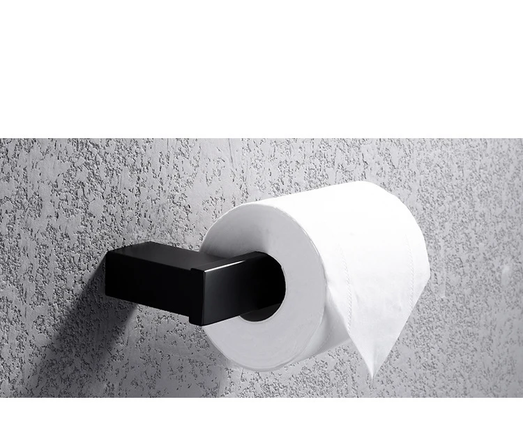 Paper towel holder Hongdec Роскошные Настенные Нержавеющая сталь Черный аксессуары для ванной комнаты вешалка для полотенец держатель для хранения набор - Цвет: Paper towel holder