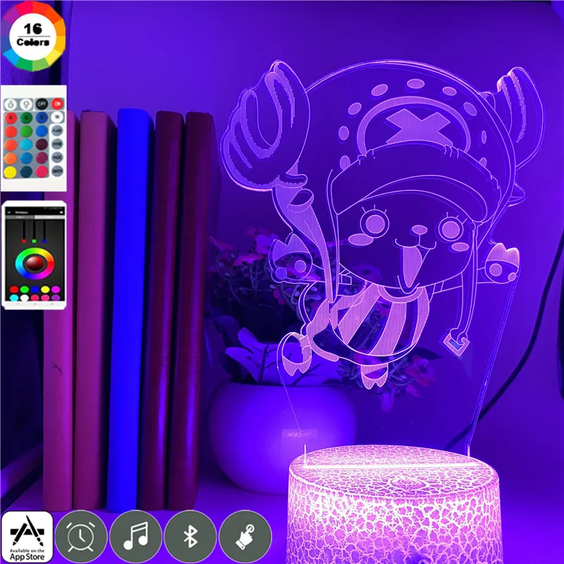 Kids Night Light Led Anime ONE PIECE Tony Tony Chopper Figure 3d Anime Light Nightlight Colorful Atmosphere Desk Lamp Child Gift