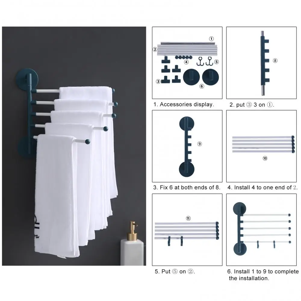Towel Rack Wall Mount Punch Free Adhesive Bathroom Towel Holder Hanger Shelf Rack Bathroom Organizer