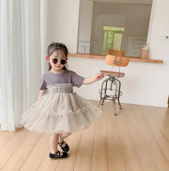 

2020 Korea Style Girls Patchwork Dress Fashion Summer Cotton Girls Dresses 2-7 Years QA875