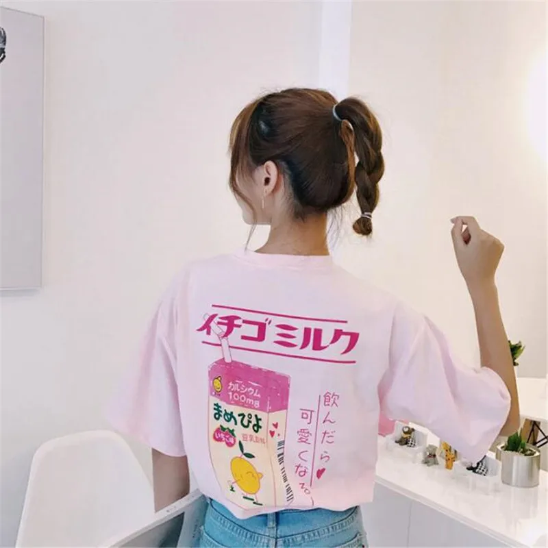 Women T Shirt Kawaii Cartoon Print Tops Tee Harajuku Summer Short Sleeve Casual Loose Korean Clothes | Женская одежда