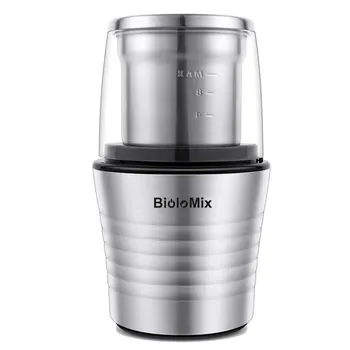 

Multipurpose Electric Coffee Bean Grinder with 2 Removable Dry and Wet Cups Stainless Steel Miller for Seeds Spices Herbs Nuts