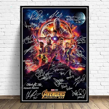 

NT902 Gift Avengers Infinity Signed Marvel Movie Superheros Collage Poster Print Wall Art Canvas Picture Living Home Room Decor