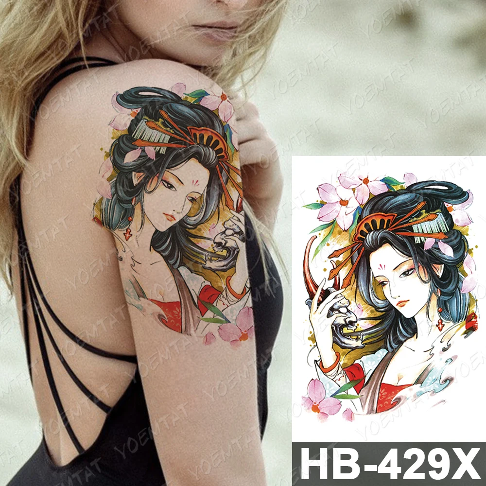 Водостойкая Временная тату наклейка японская Prajna Resent для мужчин t Geisha Flash красота