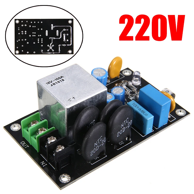 

Mayitr 1PC Class A Power Amplifier Soft Start Delay Temperature Lightning Protection Board With Gas Discharge Tube 220V 100A