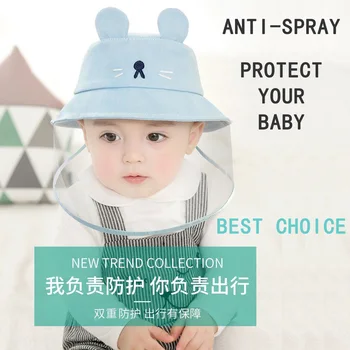 

Baby Health Care Spray Proof Mask Fisherman Caps Anti-Saliva Anti-Dust Sunscreen Hats for Children 2020 Out Door Protection Baby
