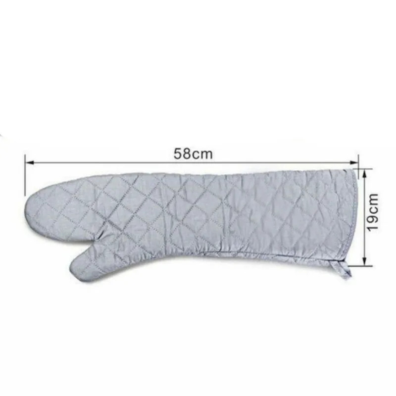 58cm Non-Slip Microwave Oven Gloves Creative Long Mitt Kitchen Glove for BBQ Heat-Resistant Cotton Cooking Barbecue Baking Tools