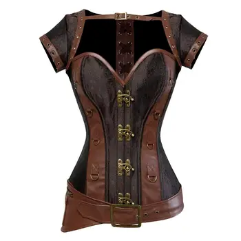 

Grebrafan Steampunk Pirate Corset Vintage Retro Burlesque Bustier Vest Set Rockabilly Cosplay Halloween Costume