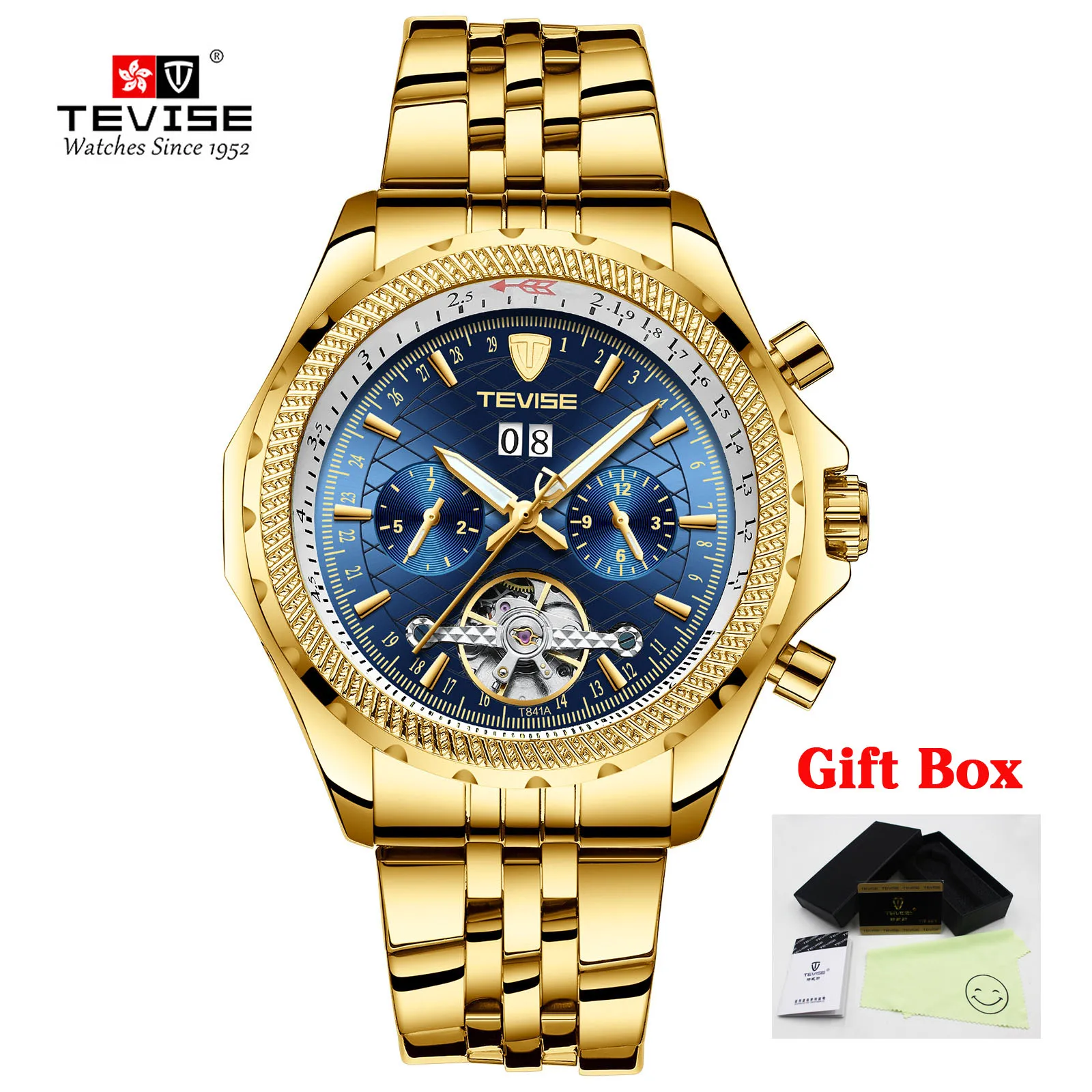 TEVISE steel blue Tevise мужские часы automatic Tourbillon механические часы для мужчин с автоматическим заводом мужские роскошные золотые наручные часы Relogio Masculino - Цвет: TEVISE steel blue
