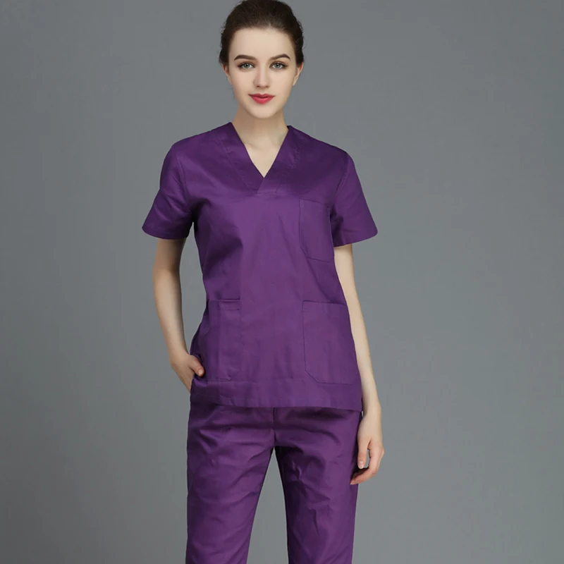 VIAOL dental clinic pet doctor beauty salon overalls 100%cotton medical clothes scrub suits doctor nurse shorts sleeve uniforms