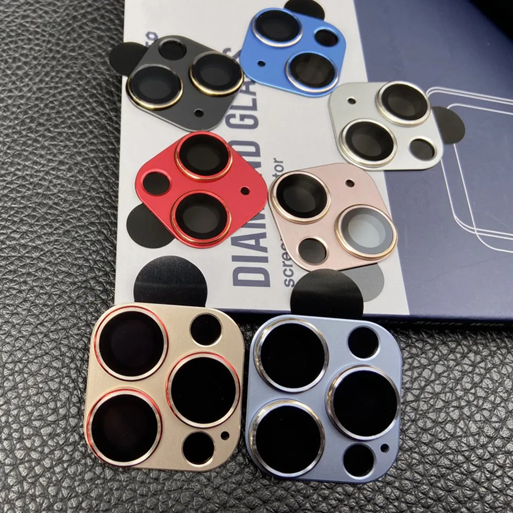 Voor Iphone 13 14 Pro Max Camera Lens Protector Gehard Glas Metalen Lens Ring Cap Voor Iphone 11