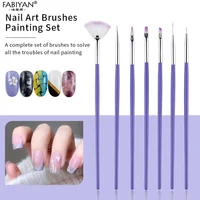 7Pcs Nail Art Polish Gel UV Tips Brushes For Manicure Dotting Painting Drawing Pen Fan Sector Line Decoration Tools Set 2