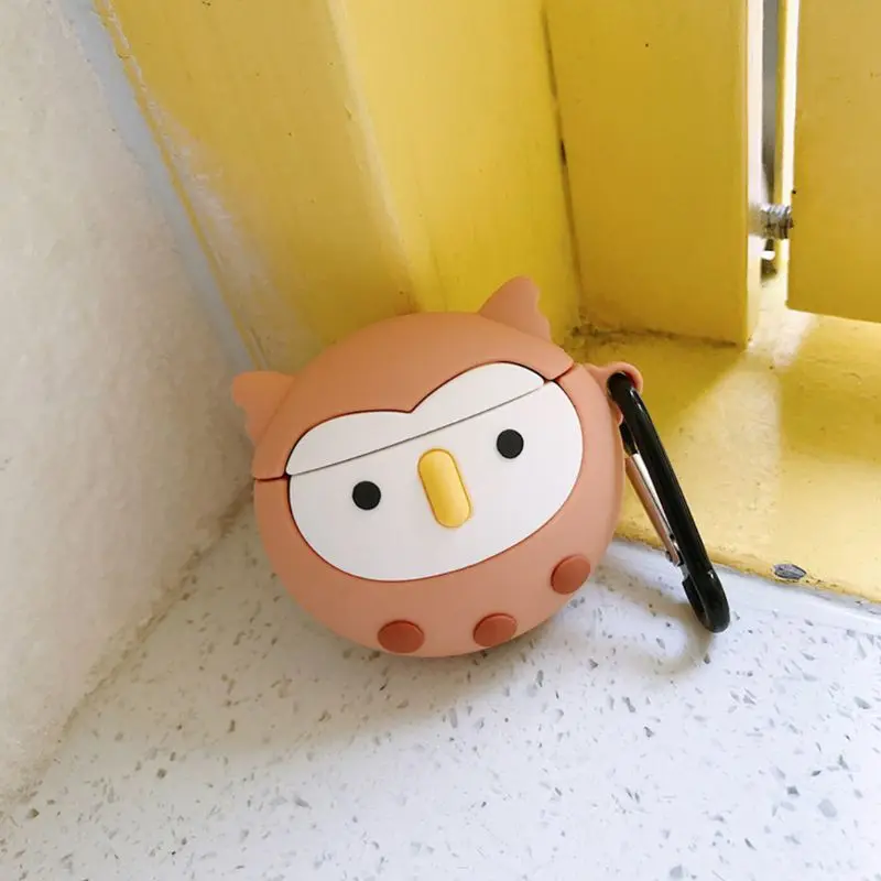 Мультфильм Сова Стиль Защитный чехол силиконовый чехол для Airpods 1/2 с карабином