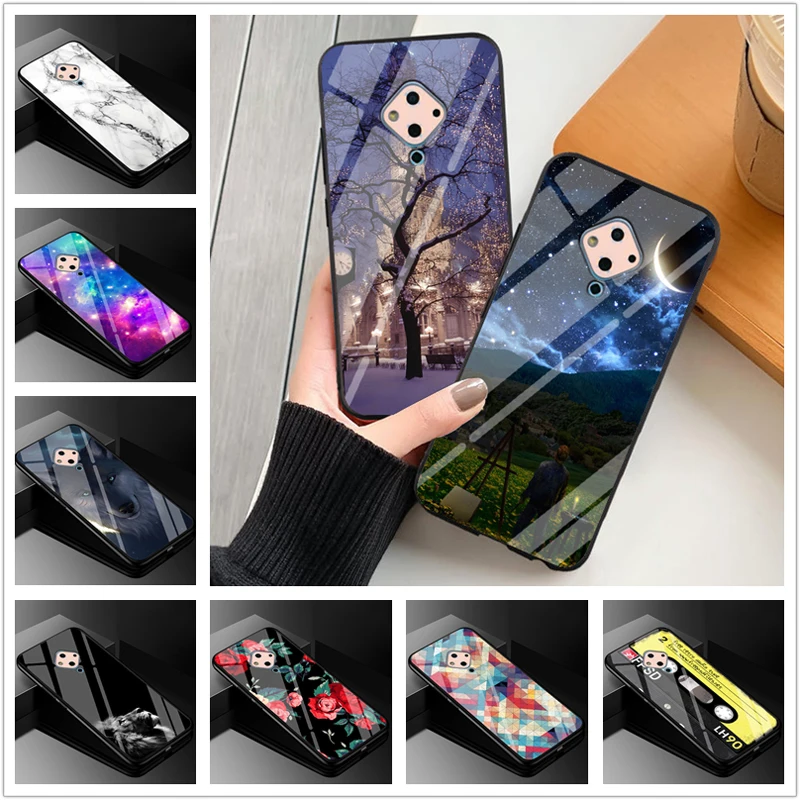 

For Vivo V17 Case Tempered Glass Hard Back Cover Phone Cases For Vivo V17 silicone bumper Coque For Vivo V 17 2019 V1945A 6.38''