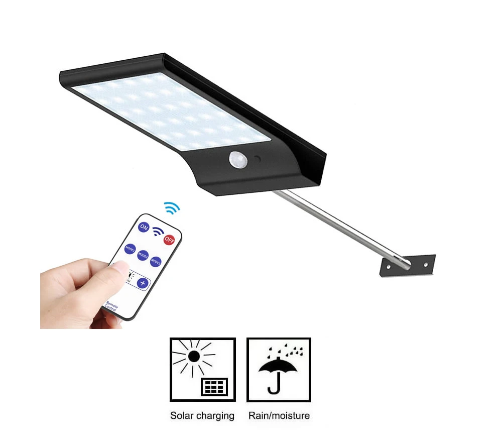 

remote Outdoor Led Light Wall Street Garden Security PIR Motion Sensor Solar Powered spot Lamp Waterproof IP65 Decorative w pole