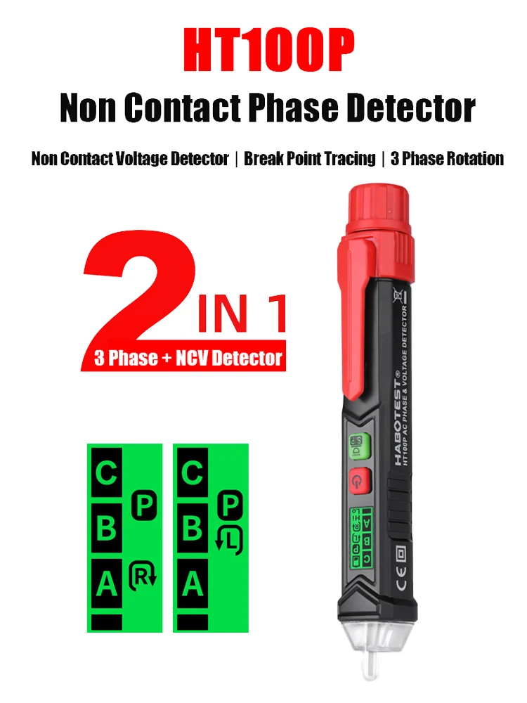 

Non contact AC Voltage Phase Detector Frequency Tester Circuit Breaker Finder Detect Pen with High And Low Sensitivity Mode Mini